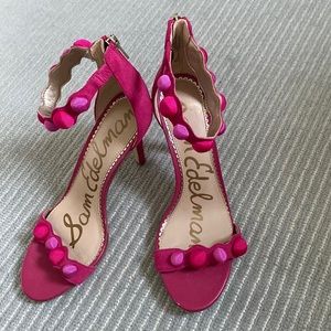 Sam Edelman 4” Hot Pink Ankle Strap Heels Size 8